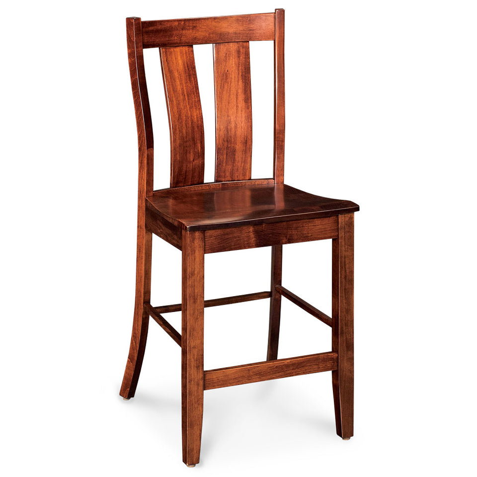 Simply Amish ECMIT-04C-W Mitchell Stationary Barstool, 24" Seat Height w/ Wood Seat