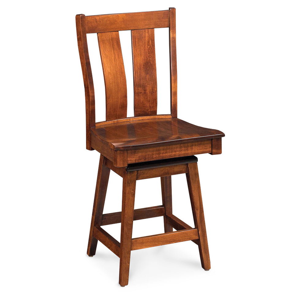 Simply Amish ECMIT-06B-W Mitchell Swivel Barstool, 30″ Seat Height w/ Wood Seat