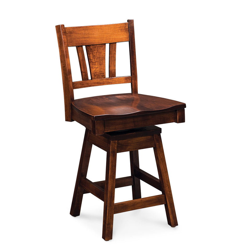 Simply Amish ECSHE-06B-F Sheffield Swivel Barstool, 30" w/ Fabric Cushion Seat