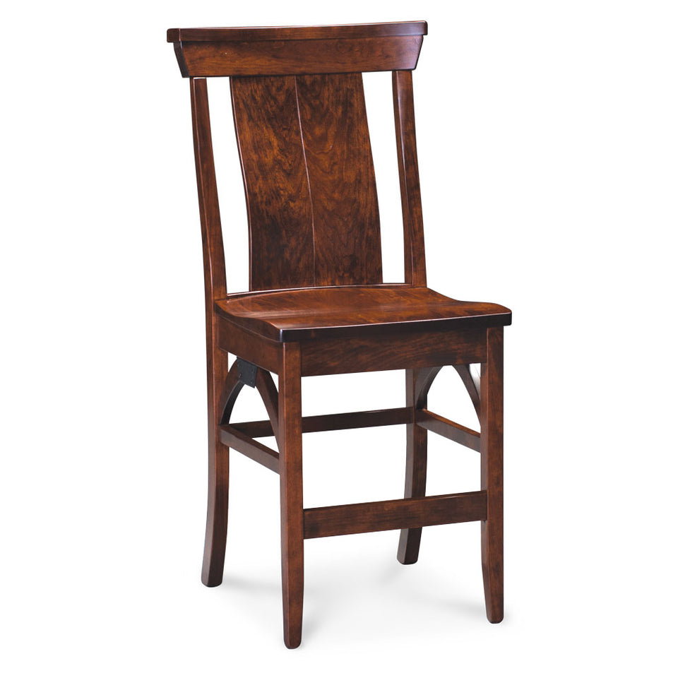 Simply Amish ECTRB-04B-L B&O Railroad Trestle Bridge Stationary Barstool, 30″ w/ Leather Cushion Seat