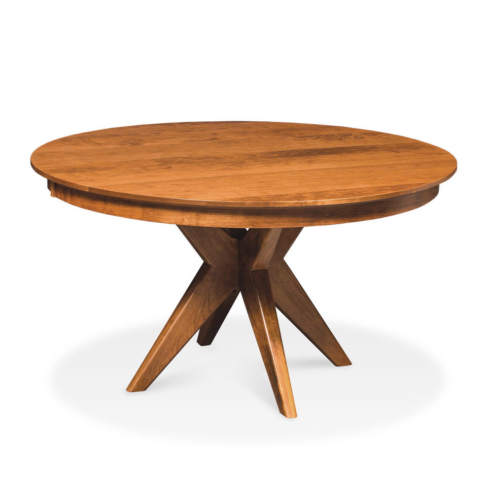 Simply Amish ETELR-F06D32-2 Elroy Single Pedestal Table, 54" w/ 2-12 Inch Leaves