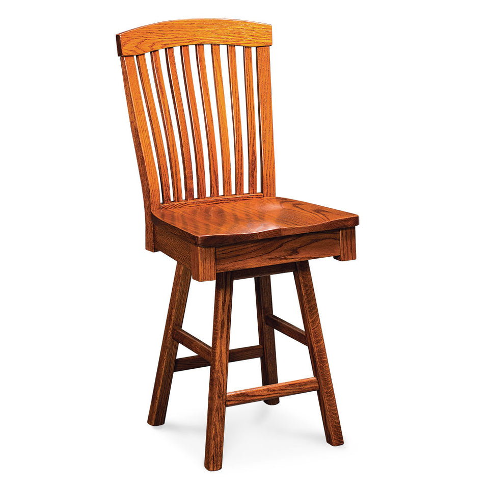 Simply Amish KAJSBS-06B-L Justine Swivel Barstool, 30" Seat Height w/ Leather Cushion Seat