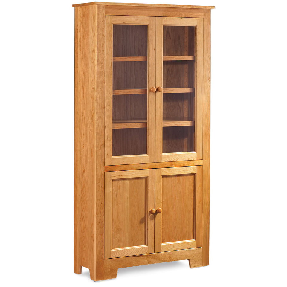 Simply Amish KCSBC-WGWD-4265 Shaker Wide Bookcase with Glass Doors on Top and Wood Doors on Bottom