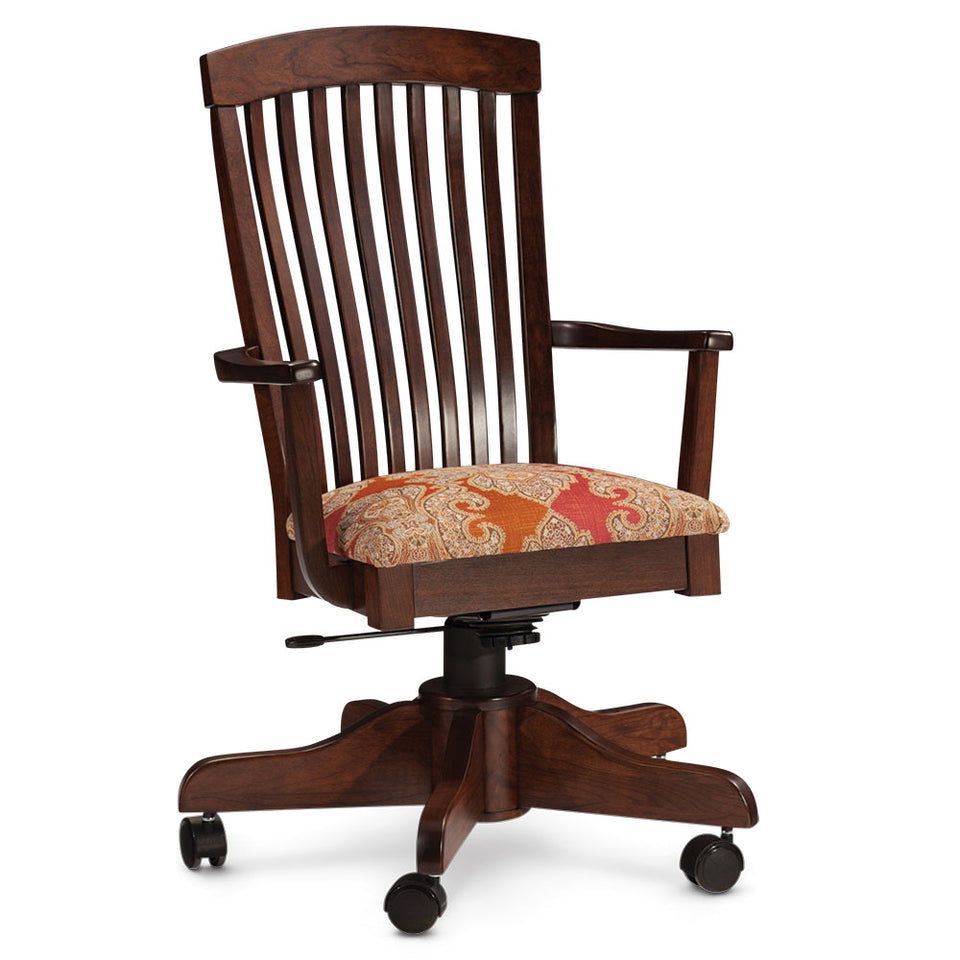 Simply Amish KSJADC-L Justine Arm Desk Chair w/ Leather Cushion Seat