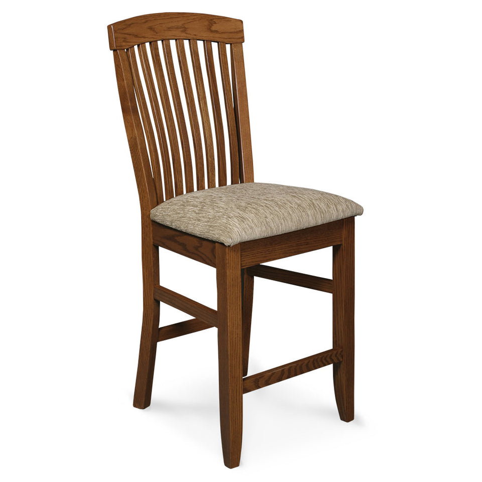 Simply Amish KSJBSS30-L Justine Stationary Barstool, 30″ Seat Height w/ Leather Cushion Seat