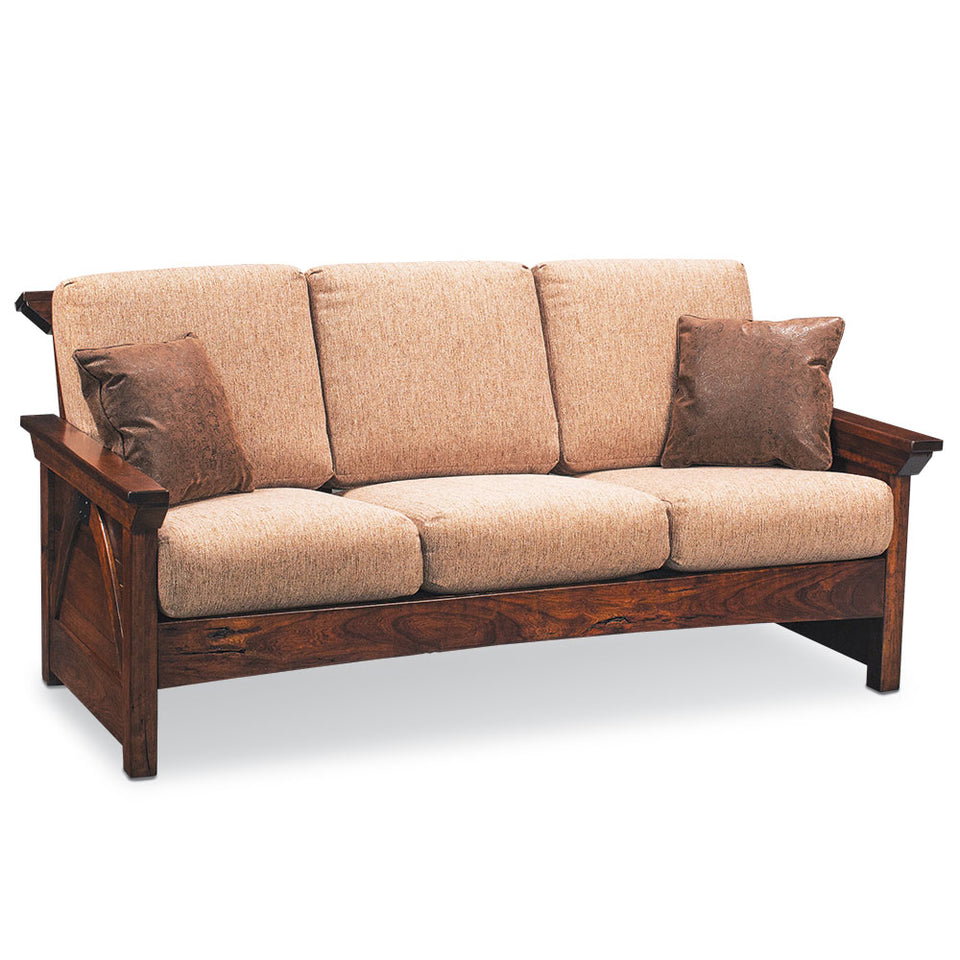 Simply Amish LCTRB-01-L B&O Railroad Trestle Bridge Sofa w/ Leather Cushions Simply Amish LCTRB-01-L B&O Railroad Trestle Bridge Sofa w/ Leather Cushions