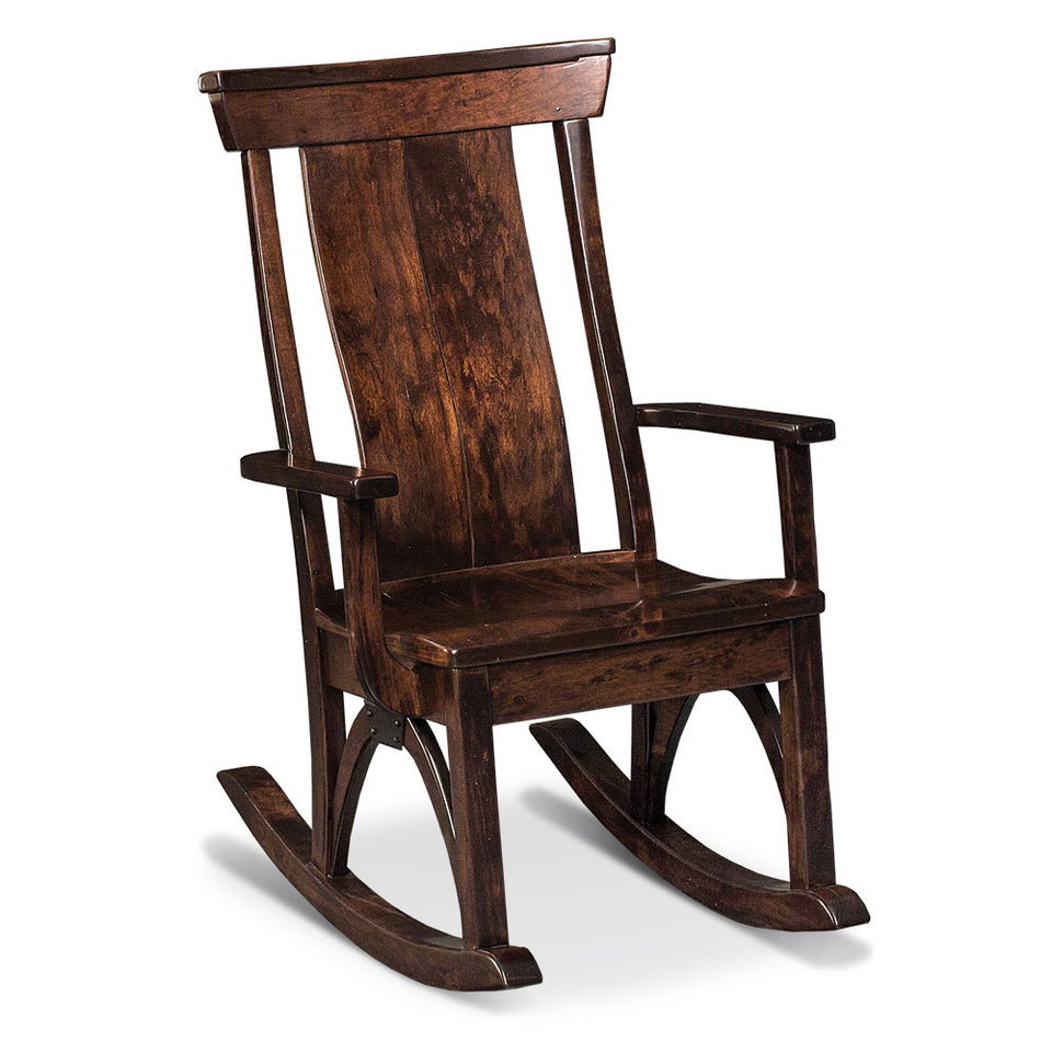 Simply Amish LCTRB-53-F B&O Railroad Trestle Bridge Arm Rocker w/ Fabric Cushion Seat