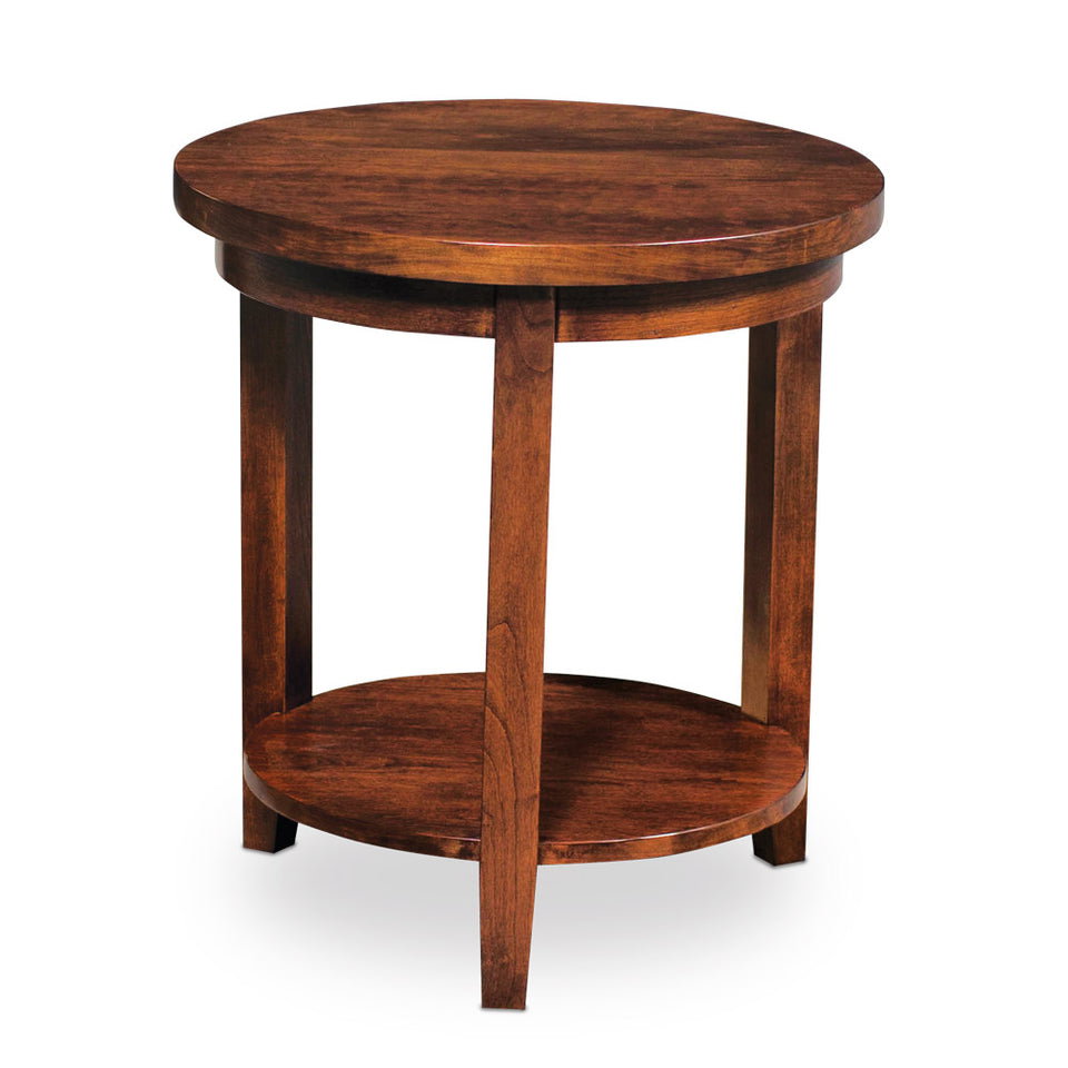 Simply Amish LOPAR-26A4A Parkdale Round End Table with Shelf, 22" "Dia