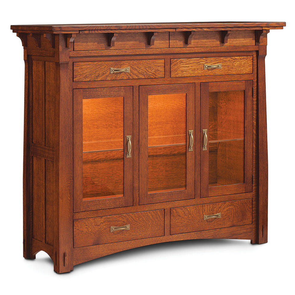 Simply Amish NWDCM3G MaRyan 3-Door Dining Cabinet with Glass Doors