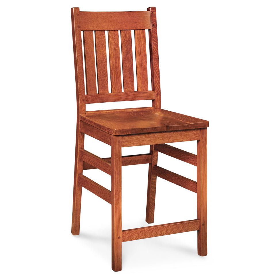 Simply Amish SAGRSBS24-W Grant Stationary Barstool w/ Wood Seat, 24" Seat Height