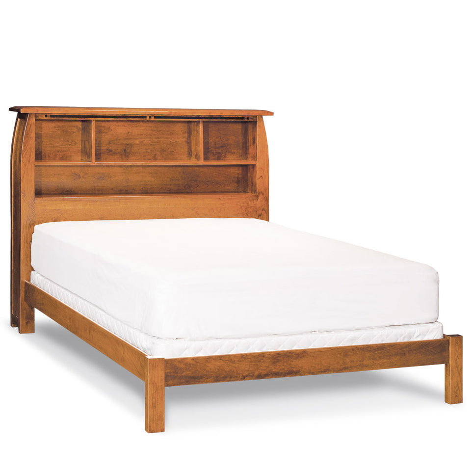 Simply Amish SBASP-01W1 Aspen Bookcase CA King Bed with Inlay