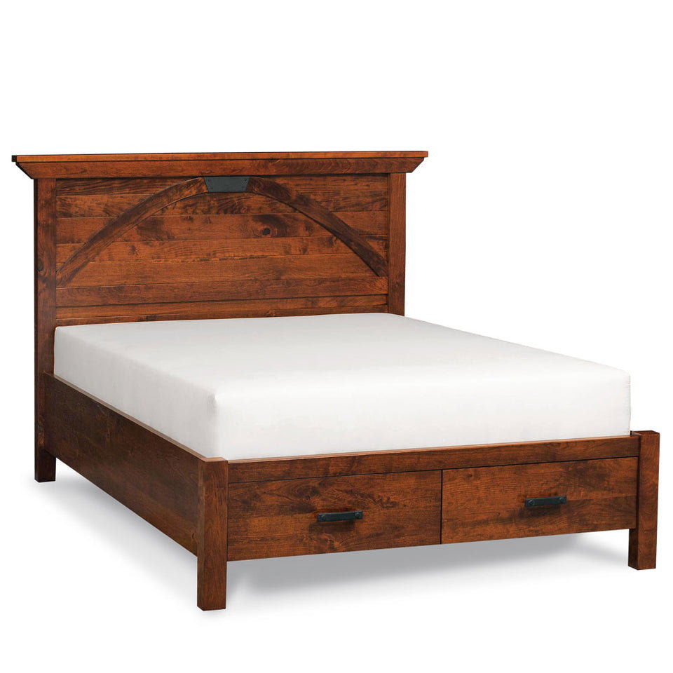 Simply Amish SBTRB-05F3 B&O Railroad Trestle Bridge Queen Panel Bed with Footboard Storage
