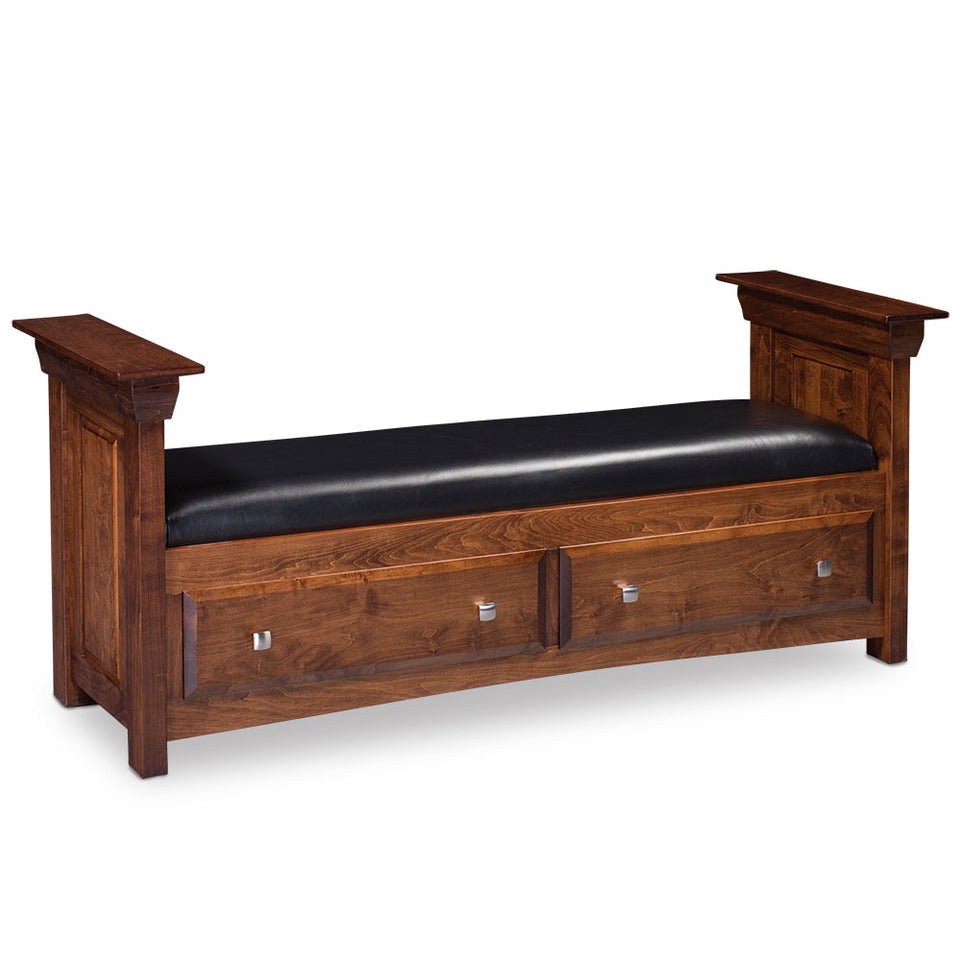 Simply Amish SCCBN-01C2-F Colburn 2-Drawer Santa Fe Bench, Fabric Cushion Seat Simply Amish SCCBN-01C2-F Colburn 2-Drawer Santa Fe Bench, Fabric Cushion Seat