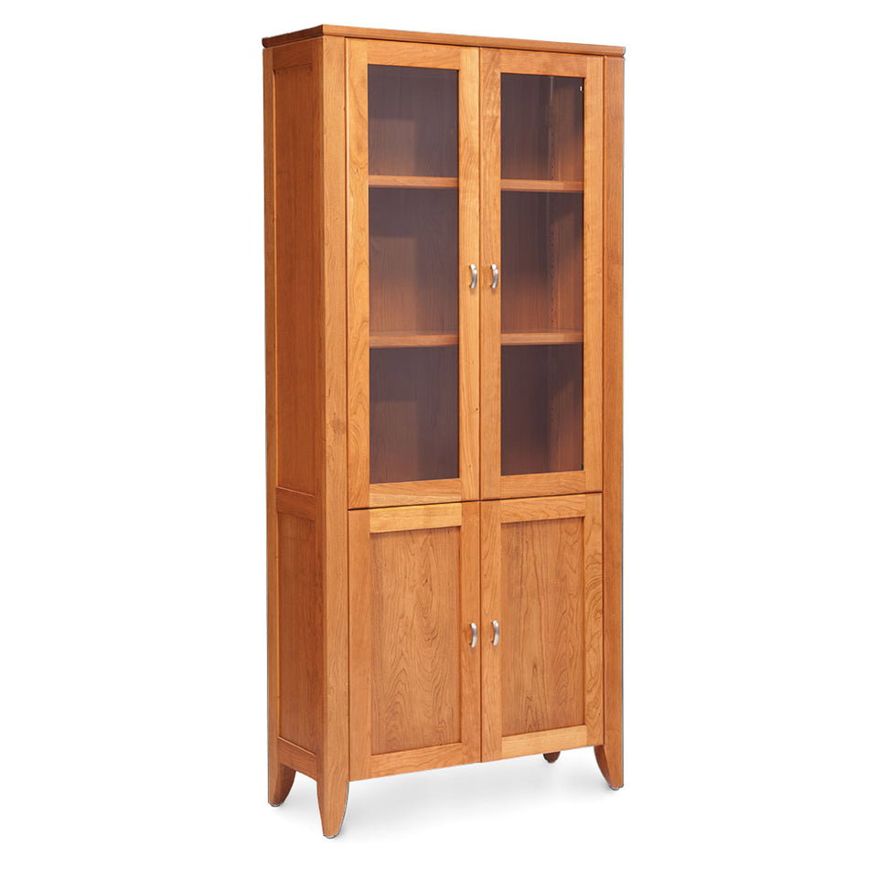 Simply Amish SCJ3672WDBC Justine Bookcase with Glass Doors on Top and Wood Doors on Bottom, 3 Adustable Shelves