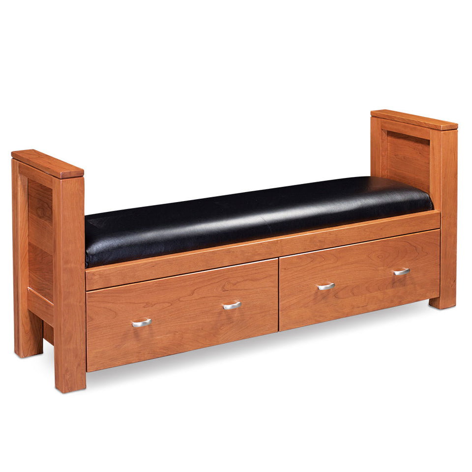 Simply Amish SCJUS-01C2-L Justine 2-Drawer Santa Fe Bench w/ Leather Cushion Bench Simply Amish SCJUS-01C2-L Justine 2-Drawer Santa Fe Bench w/ Leather Cushion Bench