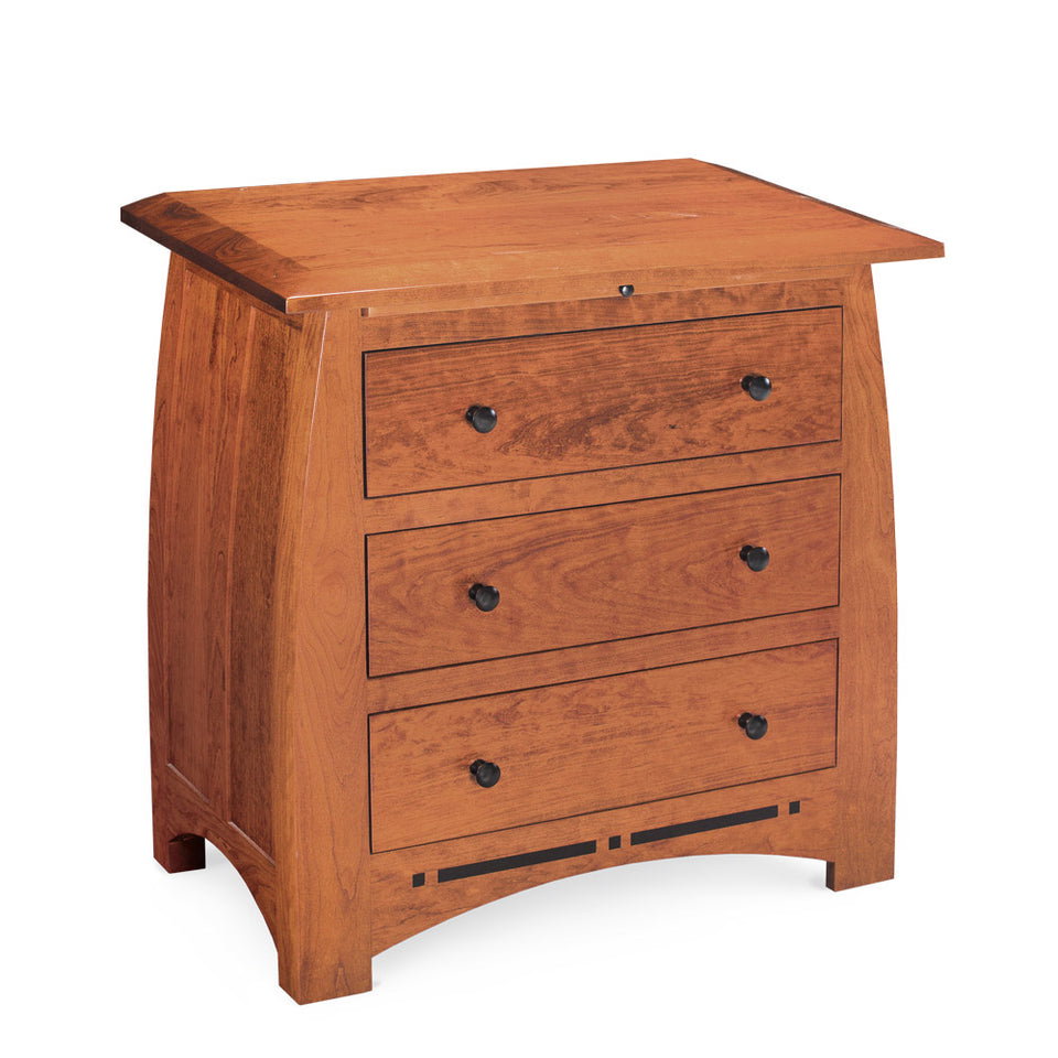 Simply Amish SNASP-02C4 Aspen Nightstand with Drawers and Inlay, Extra Wide