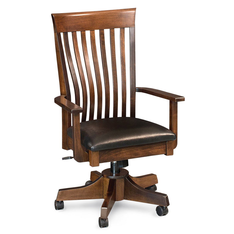 Simply Amish WCLF2-01B-L Loft II Arm Desk Chair w/ Leather Cushion Seat