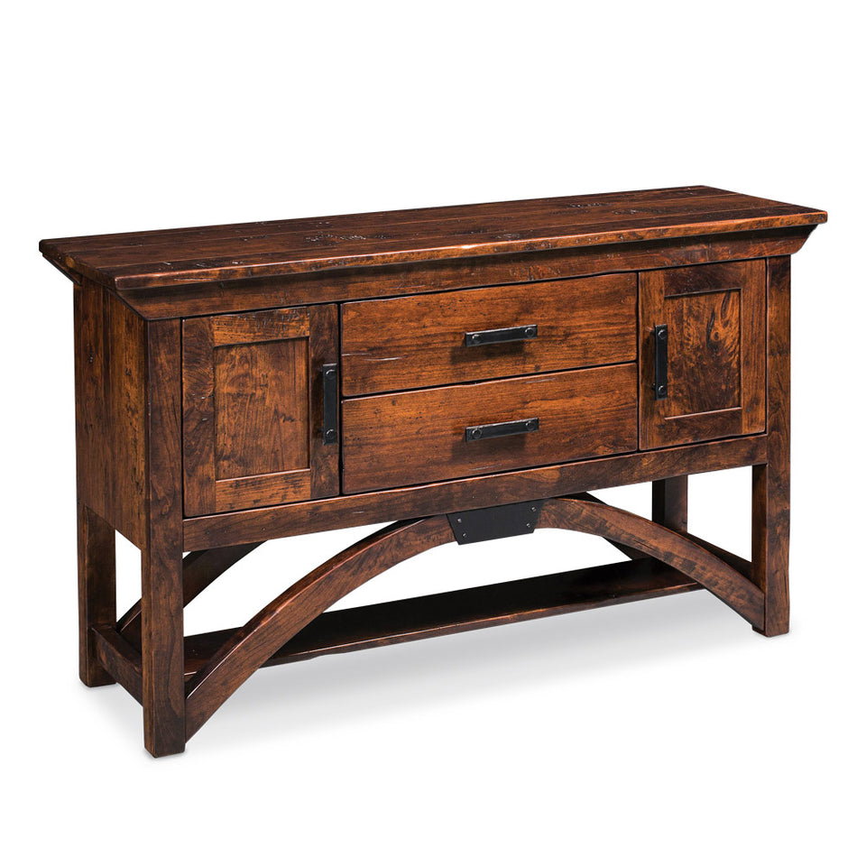 Simply Amish ESTRB-D11 B&O Railroad Trestle Bridge Sideboard - Open Space Behind Doors. Plank Top and Sides