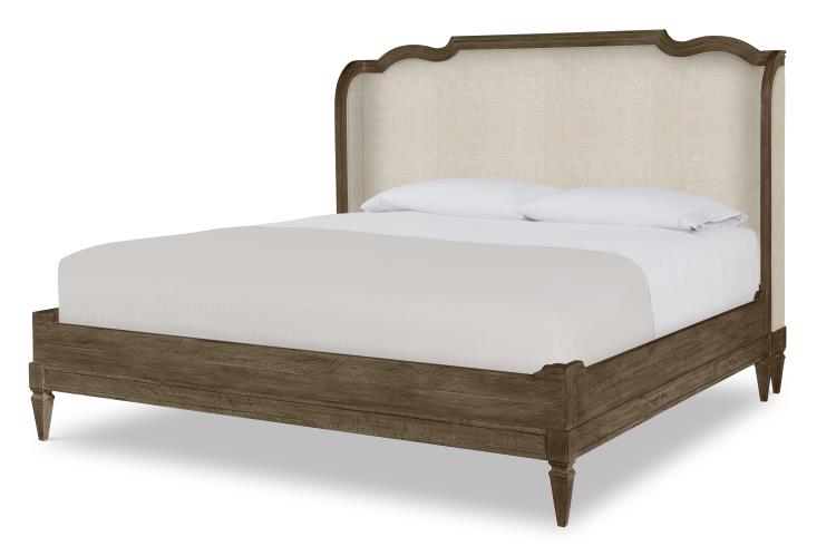 Century Furniture B2H-146 Nichole Upholstered Bed King 6/6 Brown Rustic