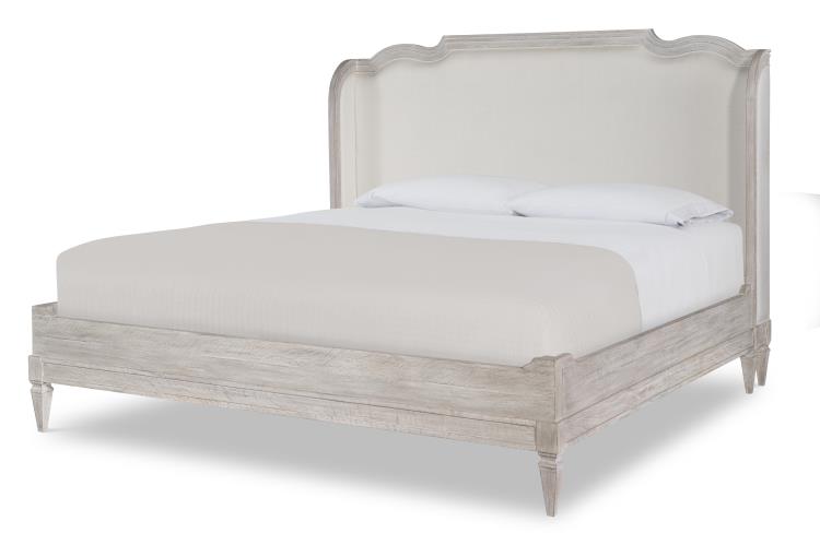 Century Furniture B2W-147 Nichole Upholstered Bed King 6/0 White Rustic