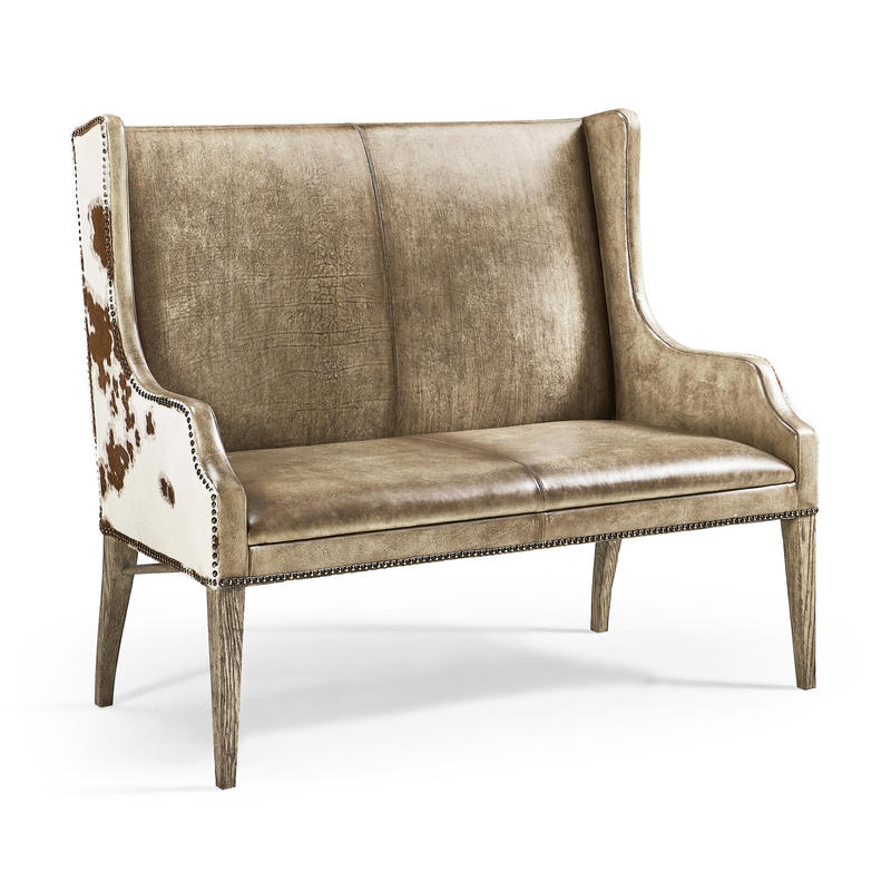 Jonathan Charles 491262-TGO-U2 Sagehill Leather & Hide Loveseat Bench Jonathan Charles 491262-TGO-U2 Sagehill Leather & Hide Loveseat Bench