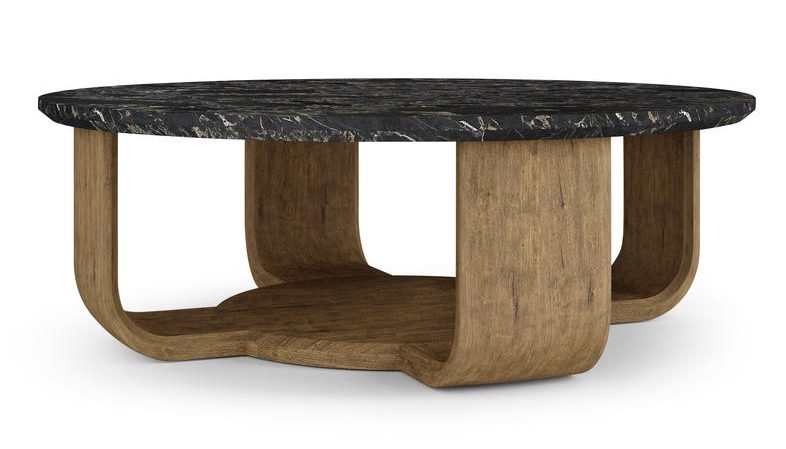 Jonathan Charles 491281-TLA Stone Ridge Round Marble Cocktail Table Light