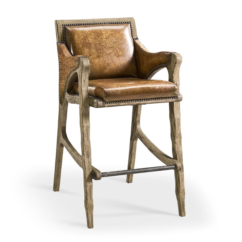 Jonathan Charles 491256-FDO-BS-U1 Echo Canyon Leather Bar Stool
