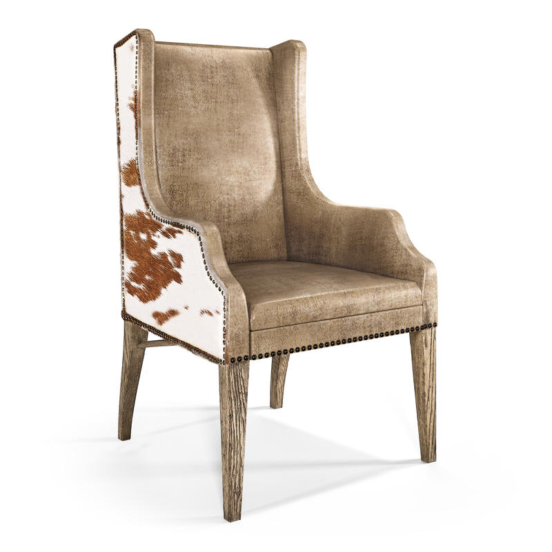Jonathan Charles 491252-TGO-U2 Sagehill Leather & Hide Dining Wing Chair