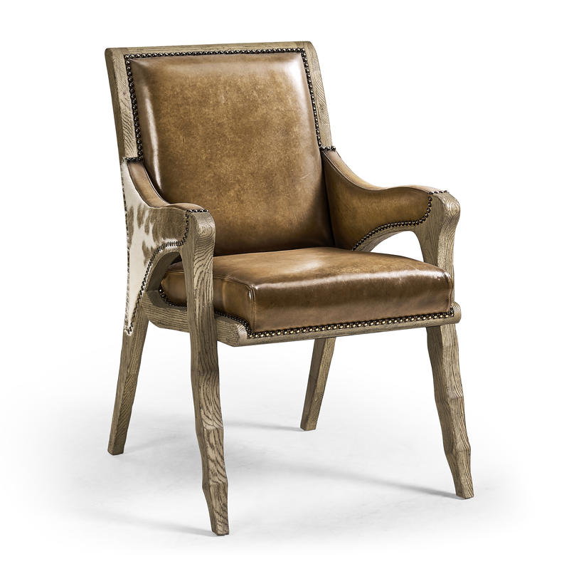 Jonathan Charles 491238-FDO-AC-U2 Echo Canyon Leather & Hide Arm Chair