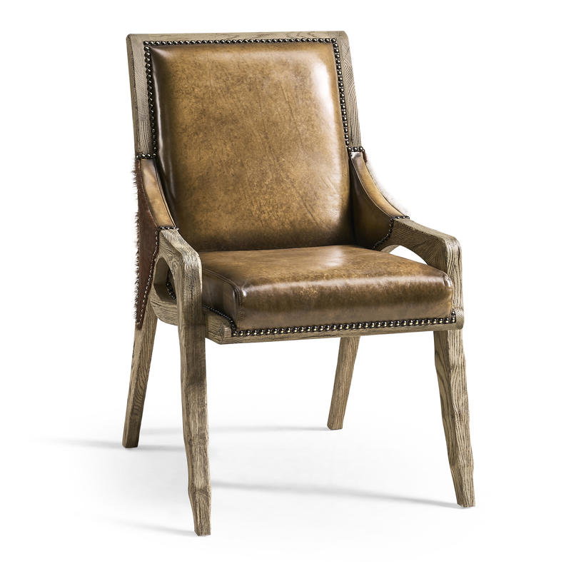 Jonathan Charles 491238-FDO-SC-L044 Echo Canyon Leather & Hide Side Chair