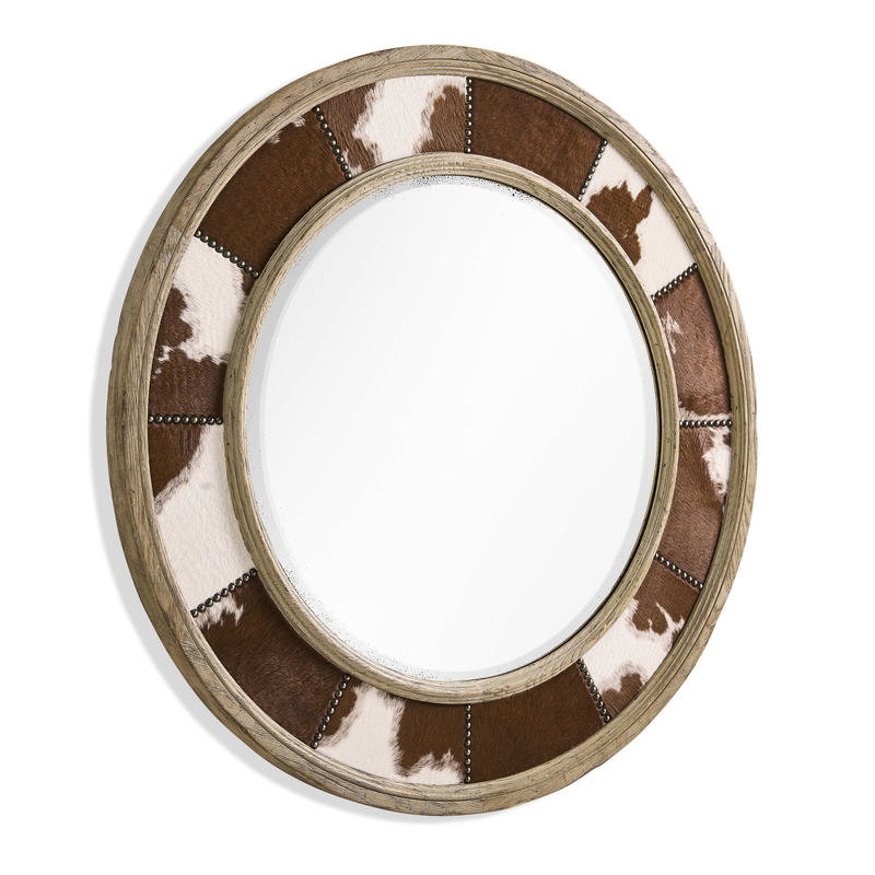 Jonathan Charles 491264-TGO Sagehill Round Hide Mirror