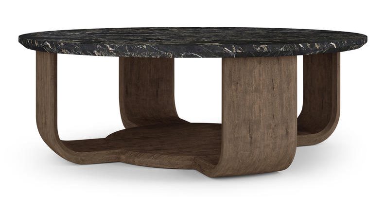 Jonathan Charles 491281-TDA Stone Ridge Round Marble Cocktail Table Dark