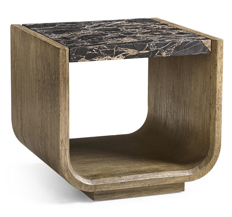 Jonathan Charles 491277-TLA Stone Ridge Marble Side Table Light