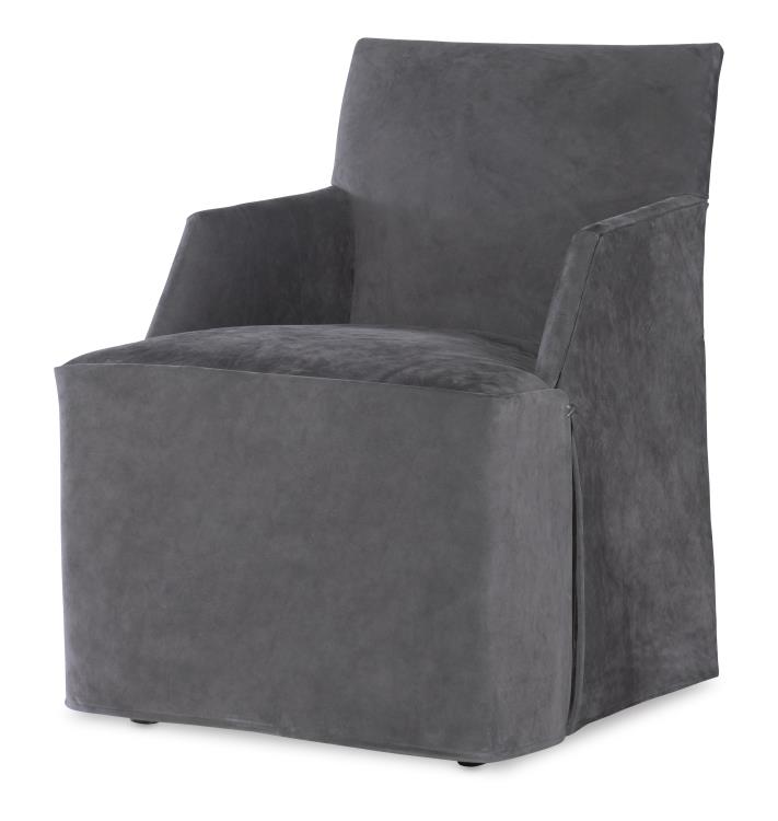 Century Furniture TS-CCA-3180-6SK-V2 Stefano Skirted Chair Charcoal Suede