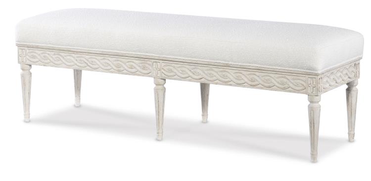 Century Furniture TS-CCU-3158-17-F1 Celine Bench Swedish Scraped White Century Furniture TS-CCU-3158-17-F1 Celine Bench Swedish Scraped White
