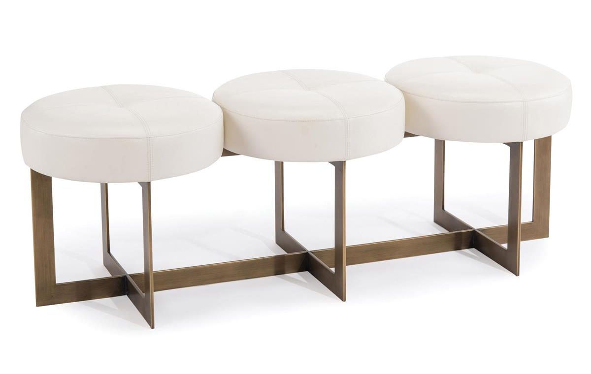 John Richard AMF-1474-WHTE-AS White Leather Button Bench John Richard AMF-1474-WHTE-AS White Leather Button Bench