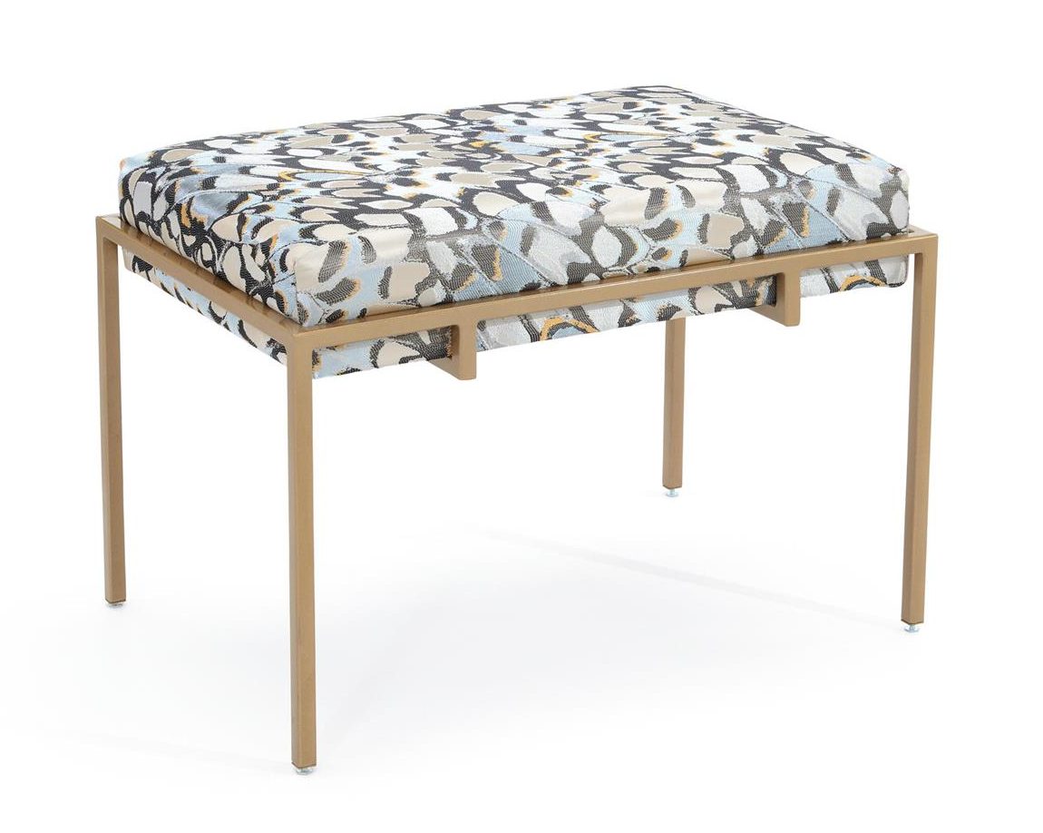John Richard AMF-1491-5021-AS  Metal Gold Upholstered Bench - 5021