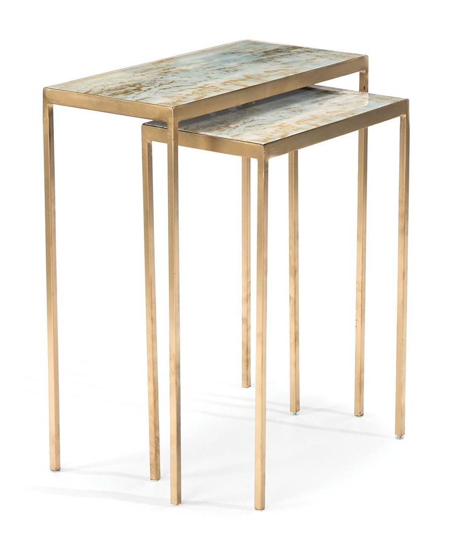 John Richard EUR-03-0676 Austin A. James Lustrous Sky Stacking Tables Set of Two