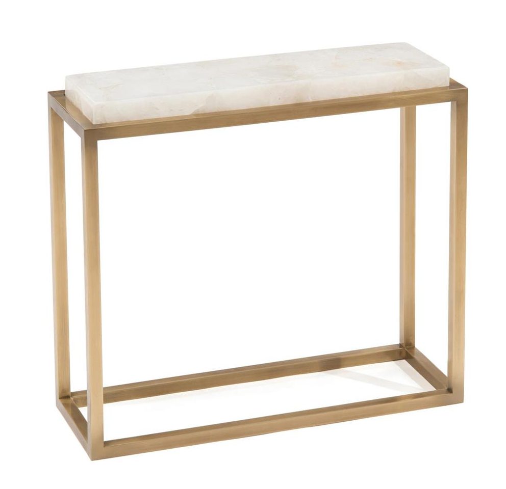 John Richard JFD-0113 Calcite And Antique Brass Accent Table