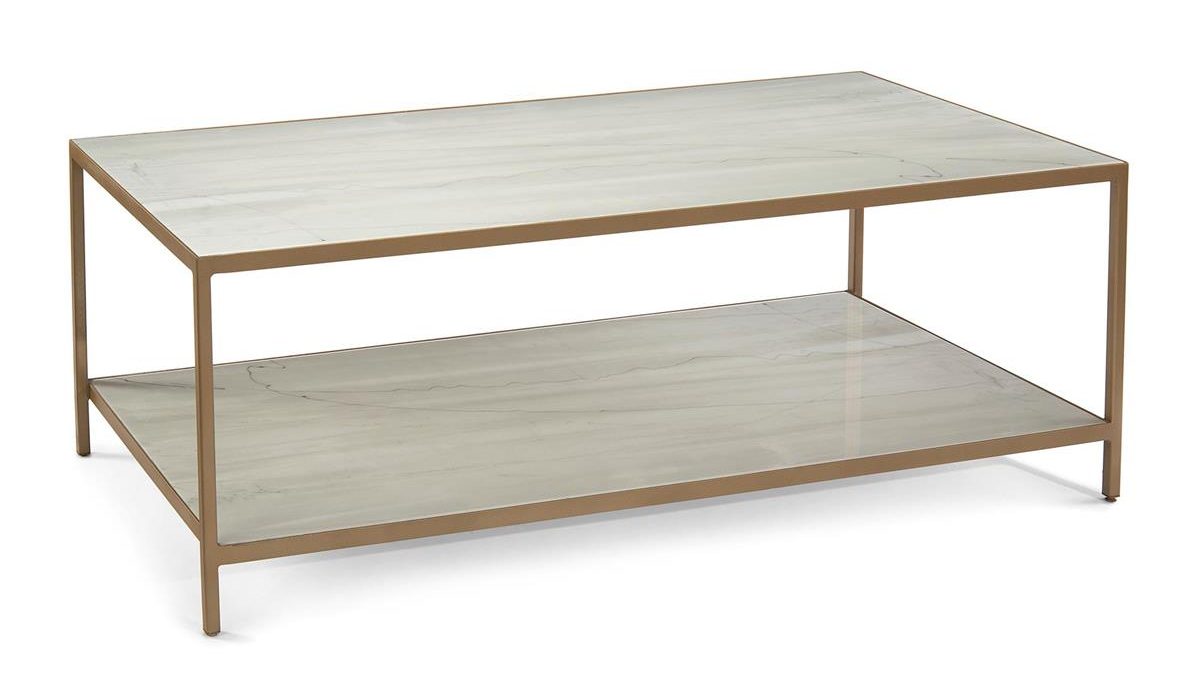 John Richard JFD-0140 Austin A. James New Orleans White Gold Coffee Table With Shelf