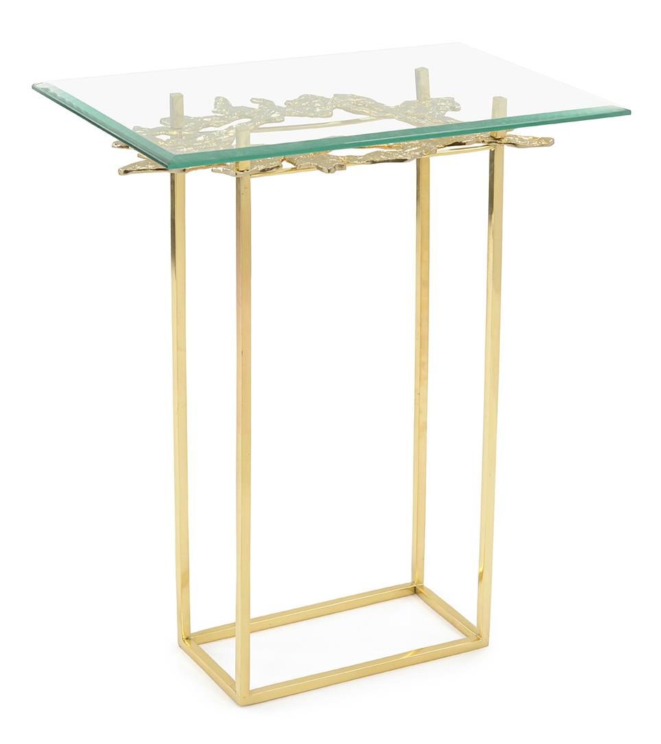 John Richard JFD-0220 Organic Form Brass and Glass Martini Table