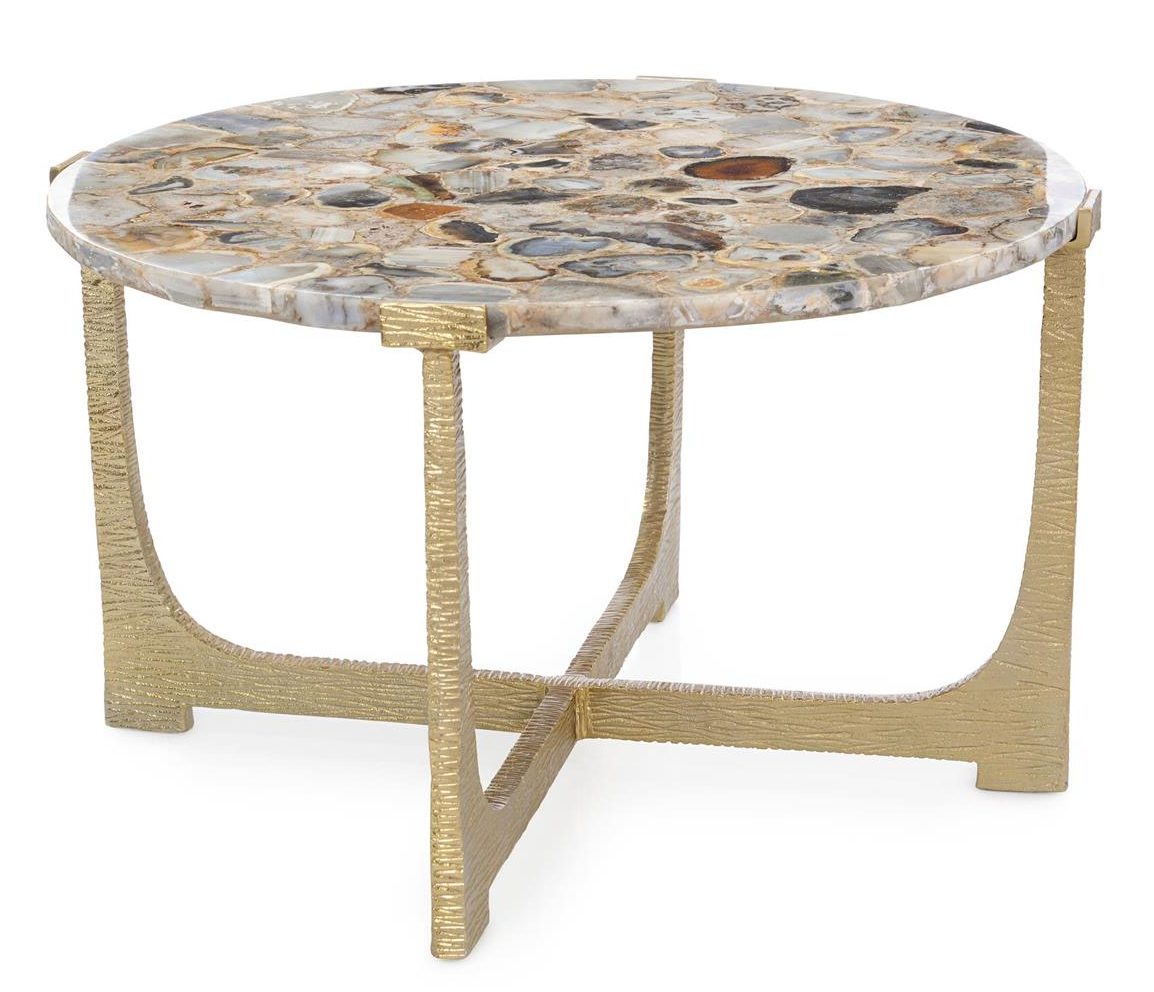 John Richard JFD-0396 Unity Round Agate Cocktail Table Champagne Gold