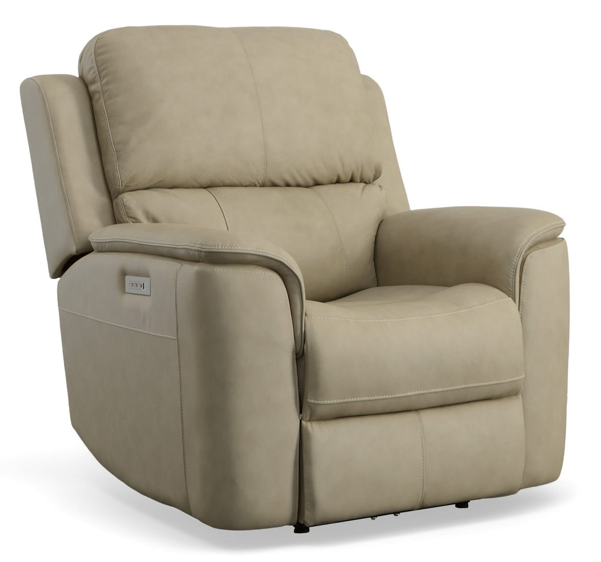 Flexsteel Furniture 1041-50PH-94680 Henry Beige Leather Power Recliner with Power Headrest and Lumbar Flexsteel Furniture 1041-50PH-94680 Henry Beige Leather Power Recliner with Power Headrest and Lumbar