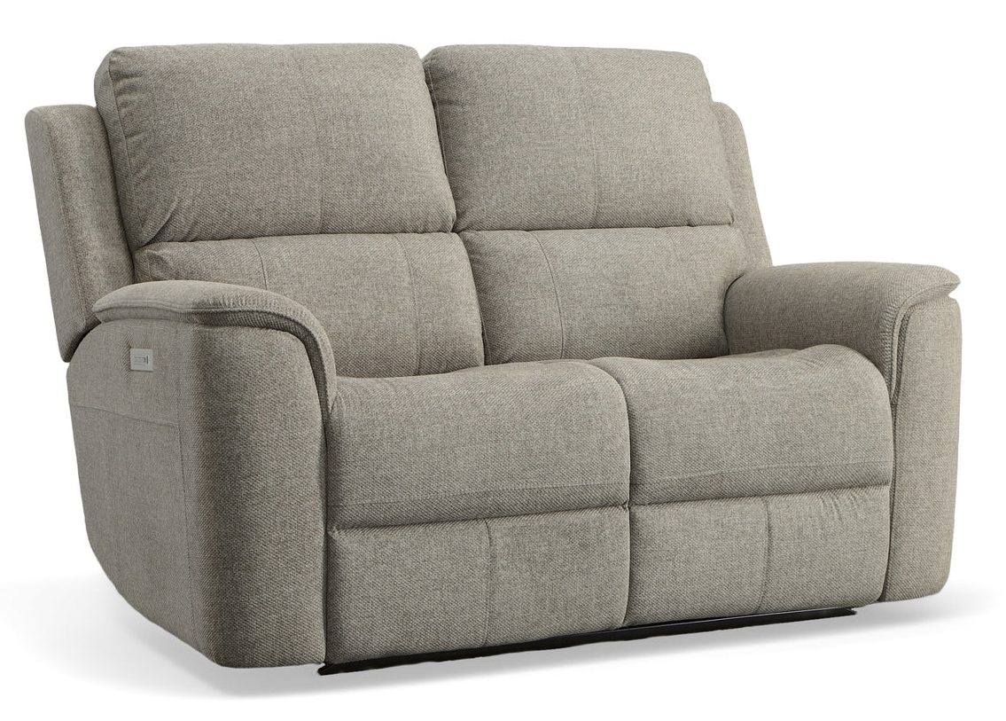 Flexsteel Furniture 1041-60PH-42501 Henry Fog Fabric Power Reclining Loveseat with Power Headrests & Lumbar