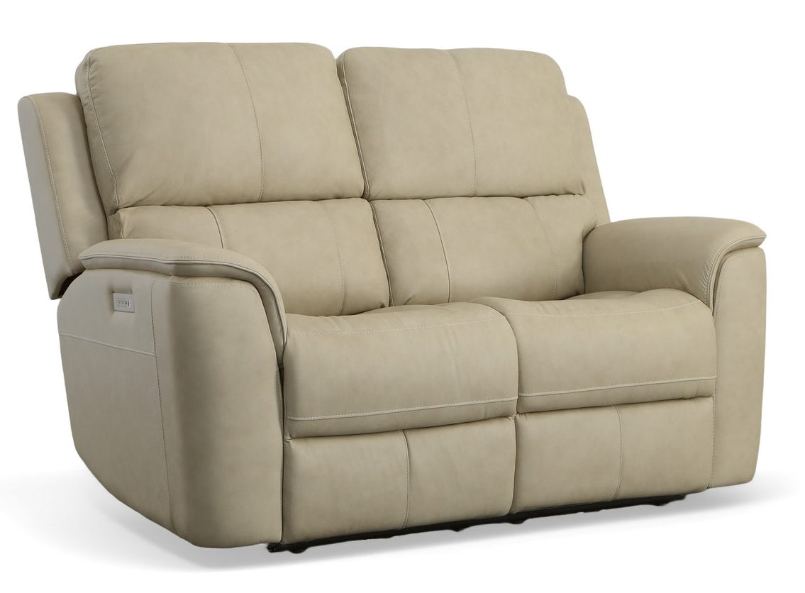 Flexsteel Furniture 1041-60PH-94680 Henry Beige Leather Power Reclining Loveseat with Power Headrests and Lumbar Flexsteel Furniture 1041-60PH-94680 Henry Beige Leather Power Reclining Loveseat with Power Headrests and Lumbar