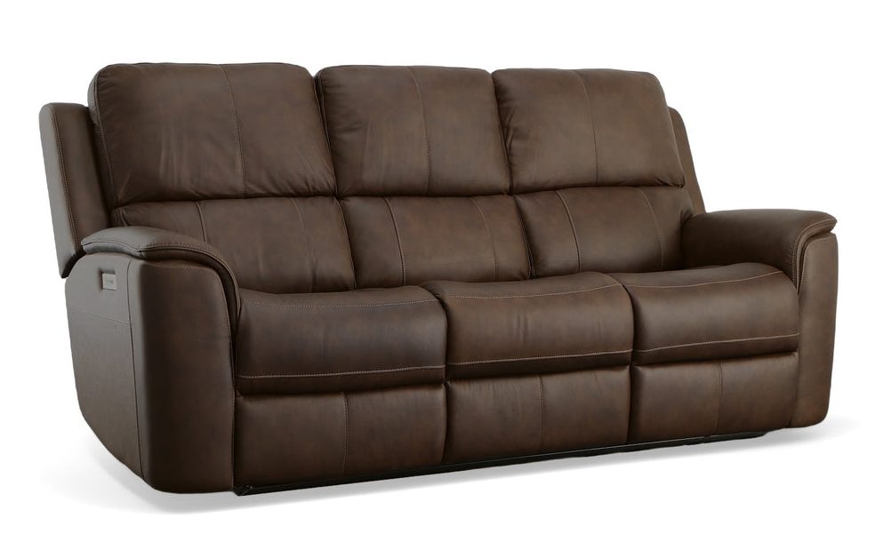 Flexsteel Furniture 1041-62PH-94671 Henry Burnt Umber Leather Power Reclining Sofa with Power Headrests and Lumbar