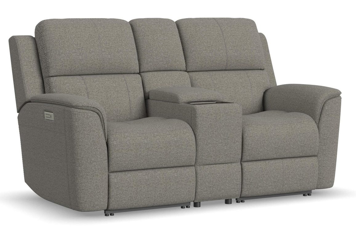 Flexsteel Furniture 1041-64PH-42501 Henry Fog Fabric Power Reclining Loveseat with Console and Power Headrests and Lumbar Flexsteel Furniture 1041-64PH-42501 Henry Fog Fabric Power Reclining Loveseat with Console and Power Headrests and Lumbar