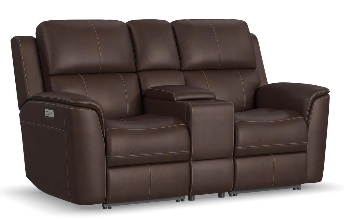 Flexsteel Furniture 1041-64PH-94671 Henry Burnt Umber Leather Power Reclining Loveseat with Console and Power Headrests and Lumbar Flexsteel Furniture 1041-64PH-94671 Henry Burnt Umber Leather Power Reclining Loveseat with Console and Power Headrests and Lumbar