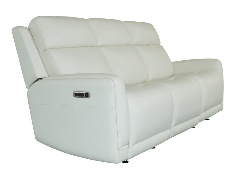Flexsteel Furniture 1158-63GL-32611 Alister Porcelain Leather Power Gliding Sofa with Power Headrests and Lumbar