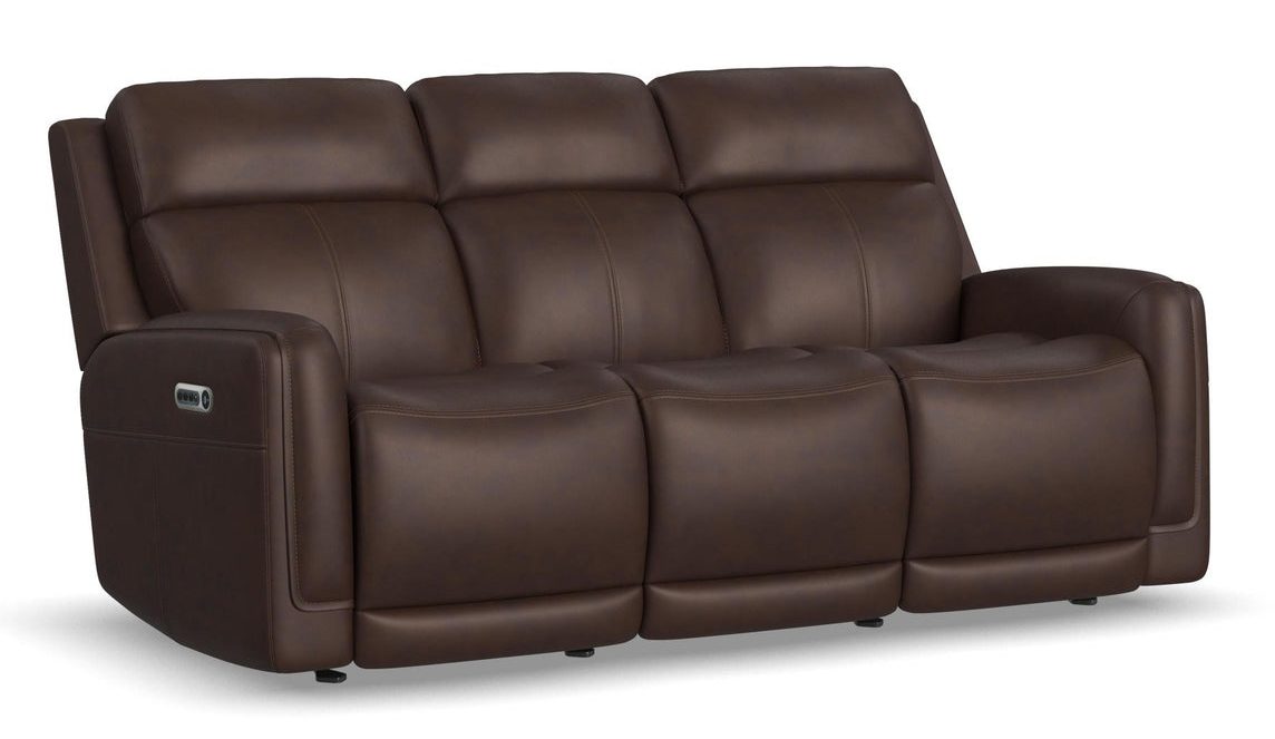 Flexsteel Furniture 1158-63GL-94671 Alister Burnt Umber Leather Power Gliding Sofa with Power Headrests and Lumbar Flexsteel Furniture 1158-63GL-94671 Alister Burnt Umber Leather Power Gliding Sofa with Power Headrests and Lumbar